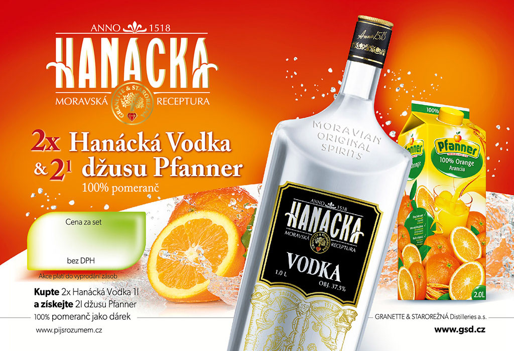 Reklamní inzerce Hanácká vodka